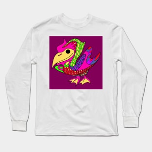 aesthetics patterns in floral ecopop pelican bird Long Sleeve T-Shirt